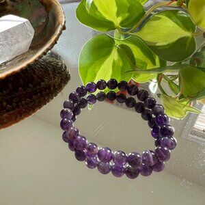 8mm handmade amethyst bead bracelet